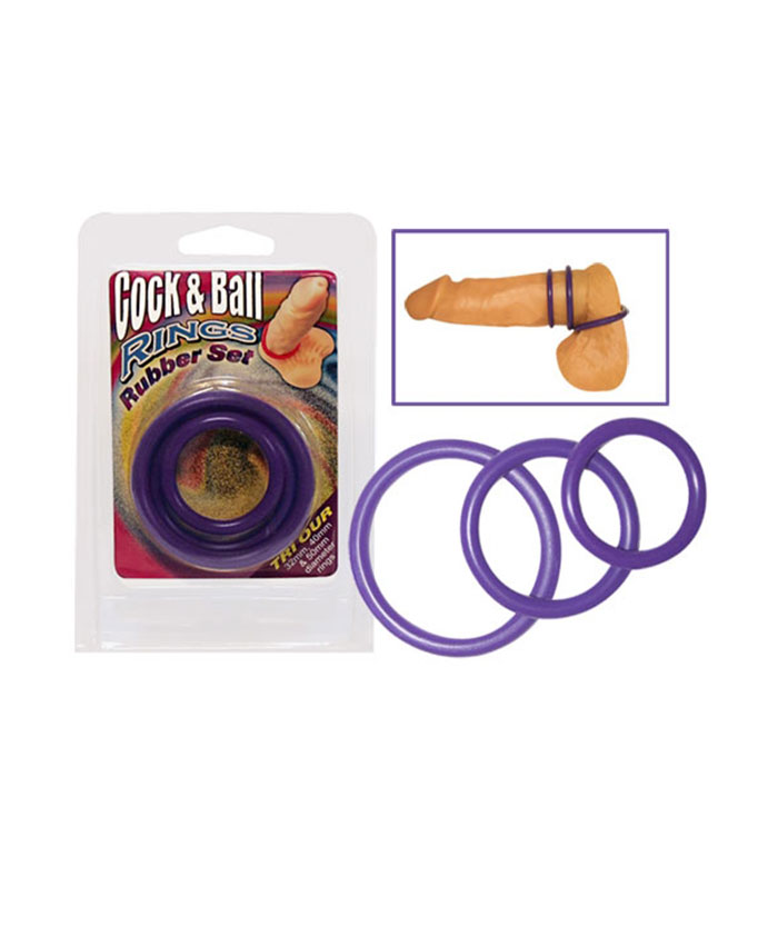 Purple Cock And Ball Rings Rubber Set 