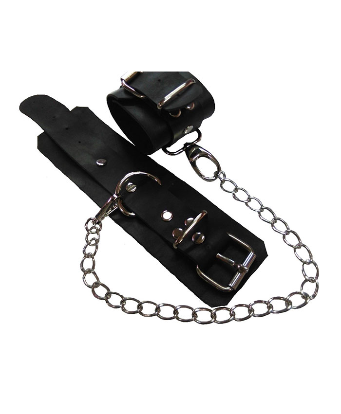 Handmade Leather Handcuffs Black