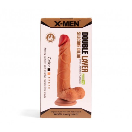 XMEN 7.6 inch Double Layer Silicon Dildo Brown