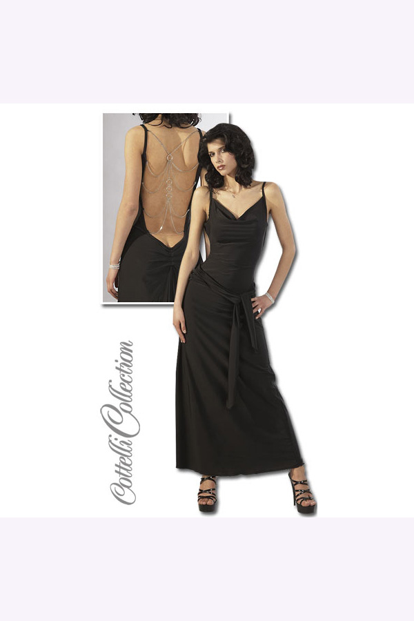 Cottelli Collection Black Long Dress With Chains