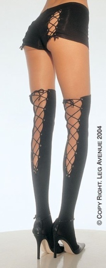Leg Avenue Lycra Thigh High With Lace Up Back