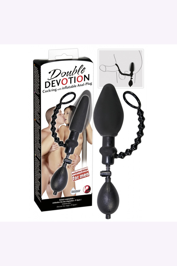 Double Devotion Cockring With Inflatable Anal-Plug