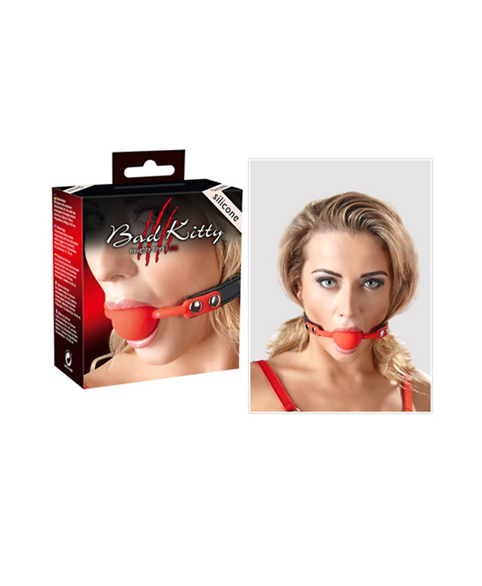 Bad Kitty Silicone Ball Gag With Locker Red