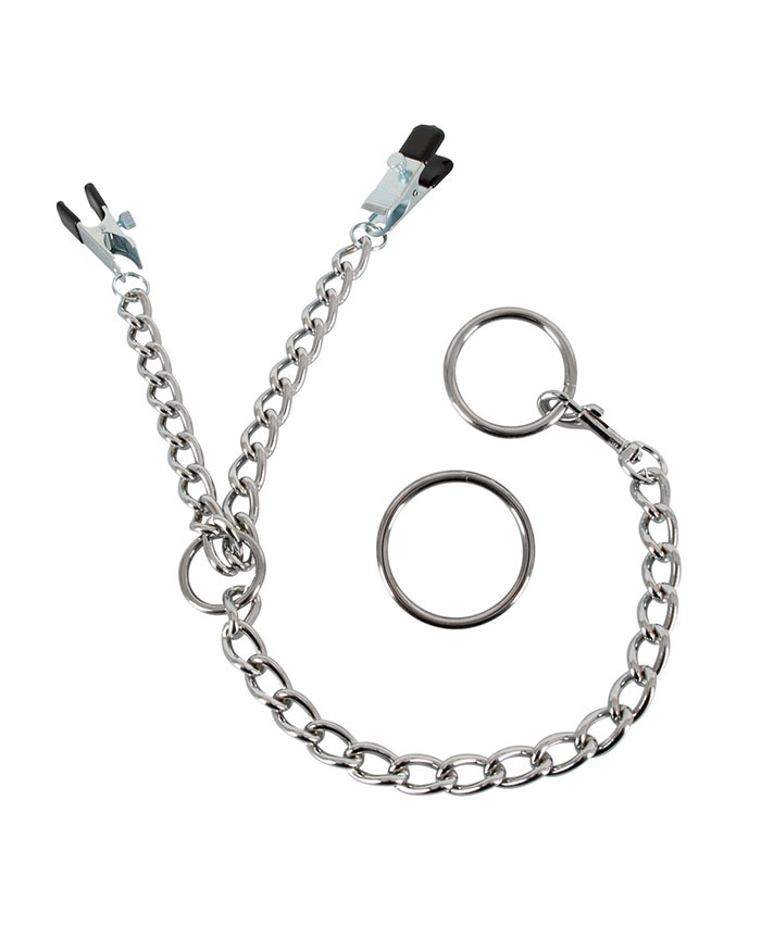 Bad Kitty Professional Chain With Clamps And Penis Ring