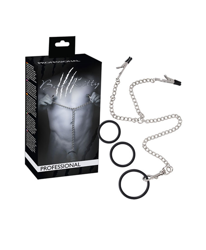 Bad Kitty Professional Y-Shaped Chain With Clamps And Cock Rings