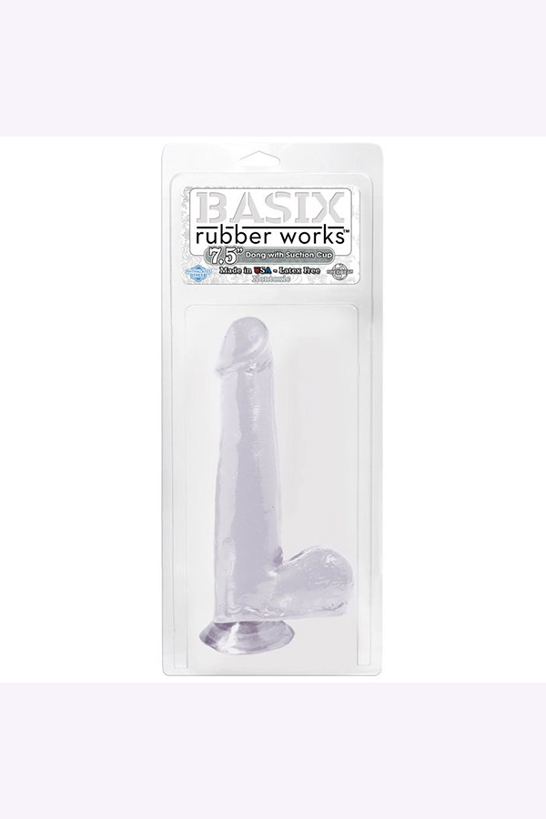 Pipedream Basix Rubber Works Dong With Suction Cup Clear 7,5