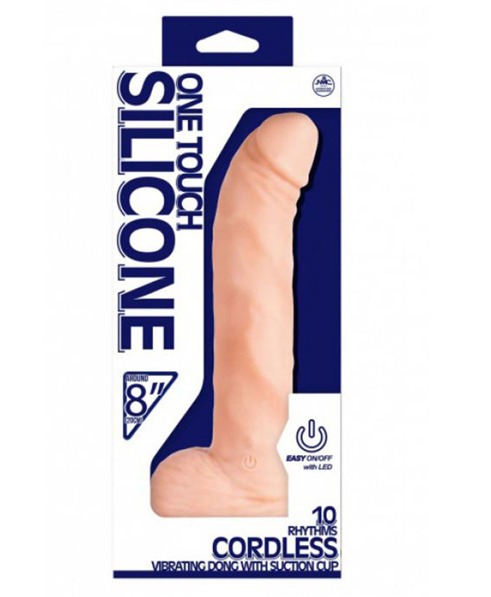 One Touch Silicone Cordless Vibrating Dong Flesh 8''