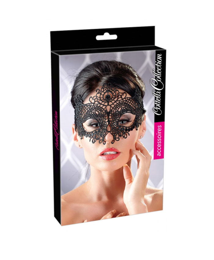 Cottelli Collection Accessories Embroidered Mask Black